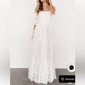 Baltic Born Paloma Ivory Feather-Textured Dress